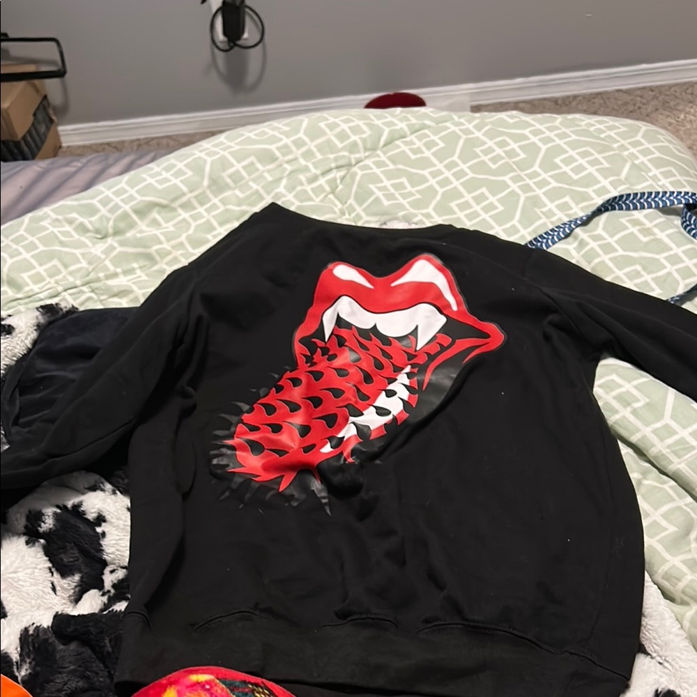 Black Sweatshirt with Red Graphic Design